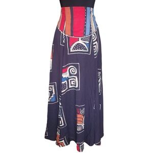 Vintage MARSHA BRANDER 90's Componix Maxi Skirt Geometric Print High Waist Boho